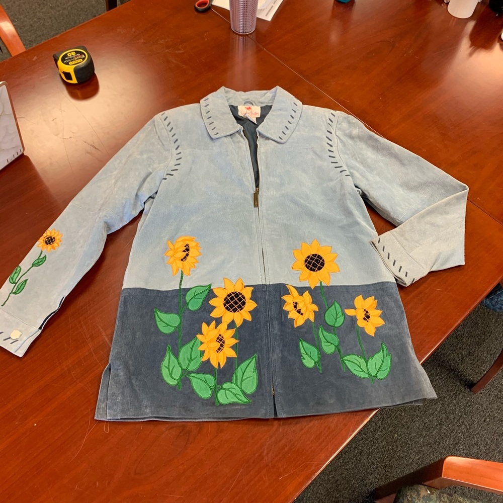 Quacker Factory Suede Sunflower Jacket sz M NWOT
